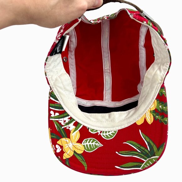 Vans Tropical Floral Red & Green Adjustable Strap back Hat Classic 5 Panel VGUC - Picture 9 of 10
